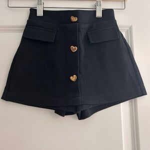 ZARA Kids Black Skort with Gold Heart Buttons | 6Y / 116cm | NWT